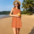 thumbnail image 3 of Balery Dots On Orange Background Vestidos de verano para mujer con estampado: vestido holgado sin mangas, vestido playero informal y cómodo para días calurosos., 3 of 7