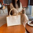thumbnail image 2 of 6 Pack Burlap Tote Bags, Reusable Jute Tote Beach Bags With 2 of 13