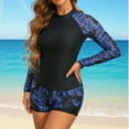 thumbnail image 5 of Long Sleeve Rash Guard Swimsuit for Women Two Piece Bathing Suit with Boyshorts Swimming Suits for Women, 5 of 6