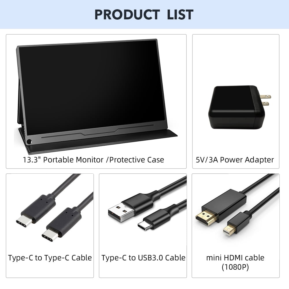 UPERFECT Portable Gaming Monitor, 13.3" 1080P FHD IPS Display, Console Monitor for Laptop PS4/5 PC Phone Xbox Switch
