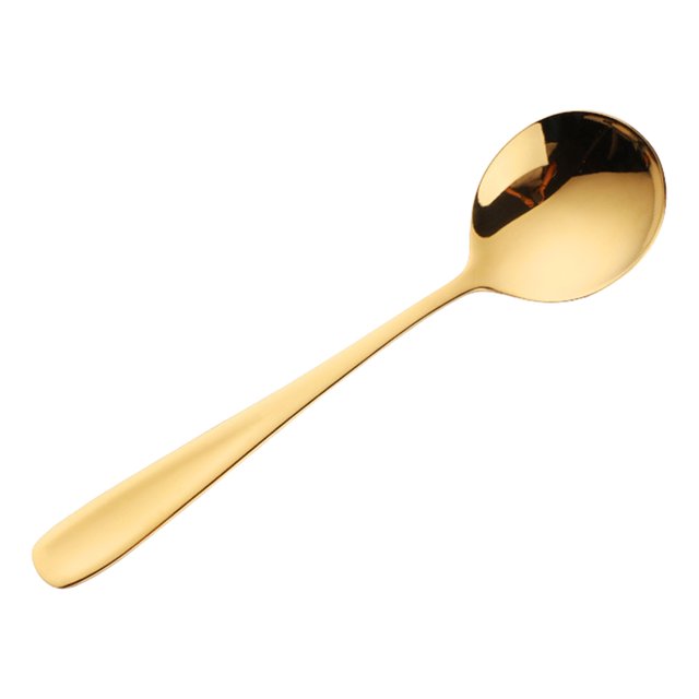 Cuchara de 6.9 pulgadas de acero inoxidable cena mate de mesa redonda lavavajillas dorado