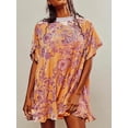 thumbnail image 2 of Women Casual Dresses Velvet Dresses Long Sleeve Crew Neck Flower Mini Dress Loose Bodycon for Summer Fall, 2 of 6