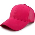 thumbnail image 1 of Gorra de béisbol de algodón con cola de caballo para mujer, sencilla y a la moda, con red abierta y trenzada, color sólido, 1 of 6