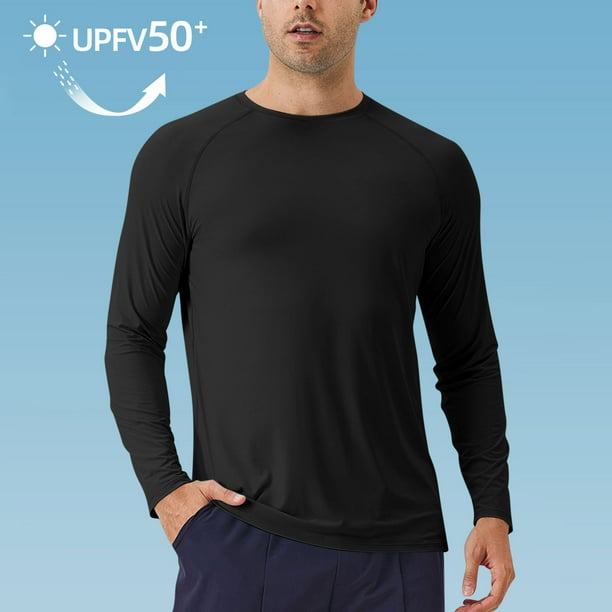 pstuiky hombres de manga larga, Protector solar de color sólido para hombre, ligero, transpirable, de manga larga. salir tops s