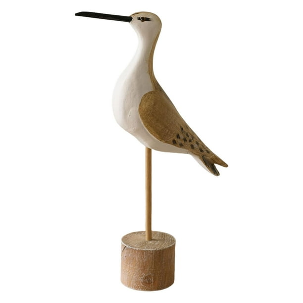 Figura de ave marina, estatua de ave marina de madera mediterránea con base estable decorativa Amarillo Blanco