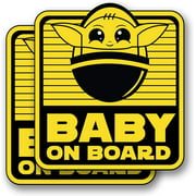 Cute Baby Yoda On Board 4x5 鈥?Vinyl Decal Stickers for Car, Refrigerator, Luggage, Vehicle, Window, Bumper, Laptop,