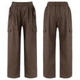 thumbnail image 2 of Aislor Kids Girls Stylish Cargo Jogger Pants Casual Loose Jazz Hip Hop Dancewear Size 5-14 Brown 6, 2 of 7