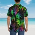 thumbnail image 5 of Rainbow Weed Leaves Mens Hawaiian Shirt Short Sleeve Casual Button Up Tropical Summer Beach Shirt, 5 of 9