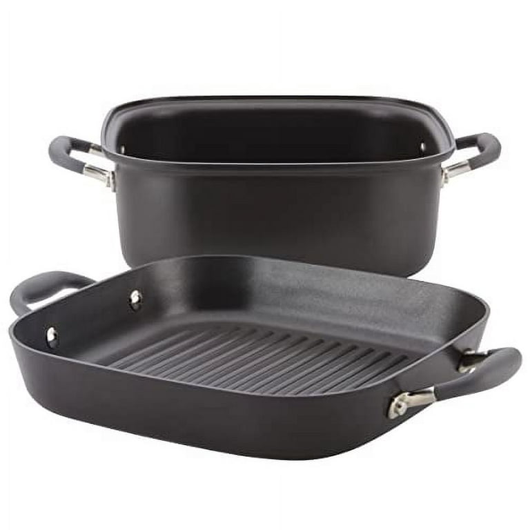 Anolon Advanced Nonstick Two Step Meal Set Roaster and Deep Square Grill Pan,  Graphite 