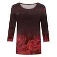 thumbnail image 4 of Pompotops Mode T-shirt Blouse Décontractée pour Femmes Confortable à Col Rond Manches 3/4 Imprimé en Solde, 4 of 5