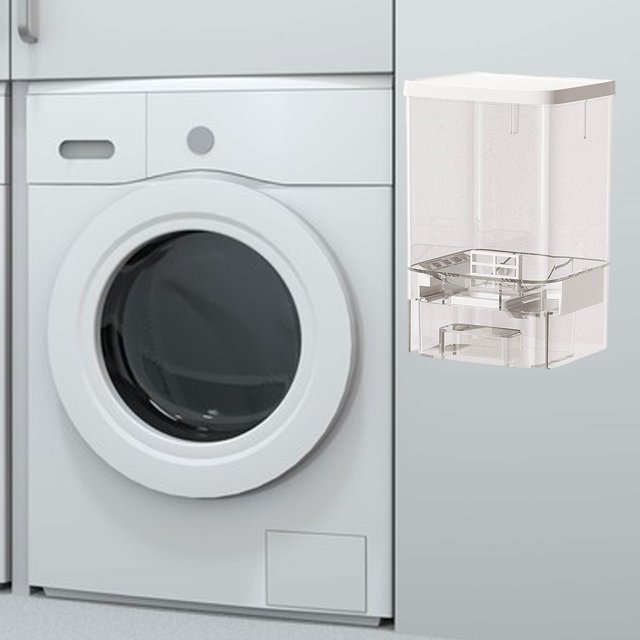 Contenedor de polvo de lavandería Organizador de granos de alimentos secos, caja de comida seca montada en la pared, cubo para baño, dormitorio de la