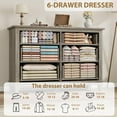 thumbnail image 6 of 6-Drawer Dresser, 47" Wide Wood Storage Chest with Smooth Gliding Drawers – Freestanding Closet Organizer for Bedroom, Living Room, Entryway, MDF Frame & Water-Resistant Finish", 6 of 7