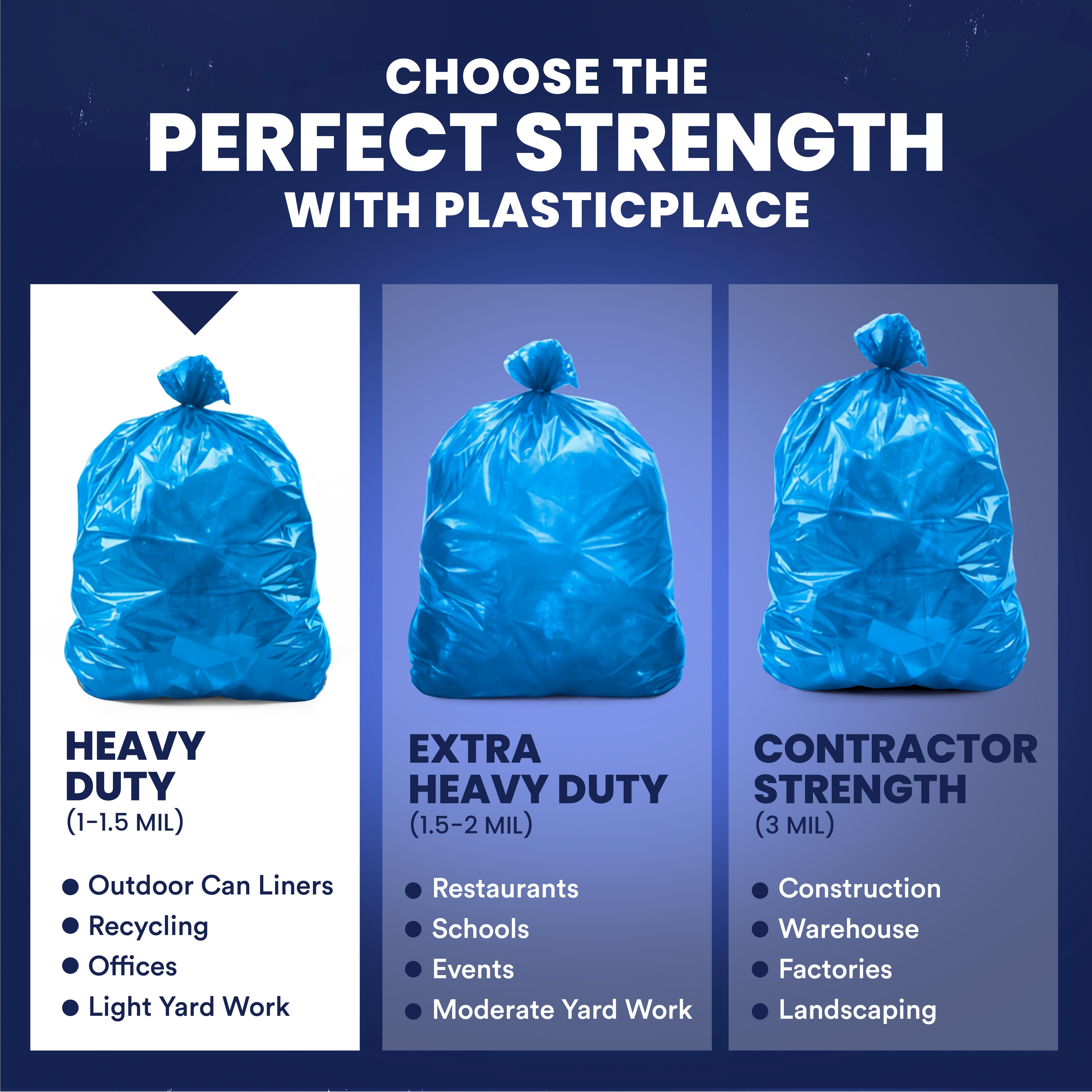Plasticplace 55-60 Gallon Blue Recycling Trash Bags, 1.2 Mil, 38"x55" Garbage Can Liners, 100 Count