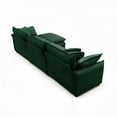 thumbnail image 6 of Green corduroy 3-seater sofa featuring one footrest & ottoman, stylish & retro!, 6 of 14