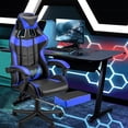 thumbnail image 2 of Huracan PU Leather Gaming Chair with Footrest & Lumbar, Adjustable Armrests/Headrest Computer Gamer Chair for Adults, Office/Game/Home, Bule, 2 of 7