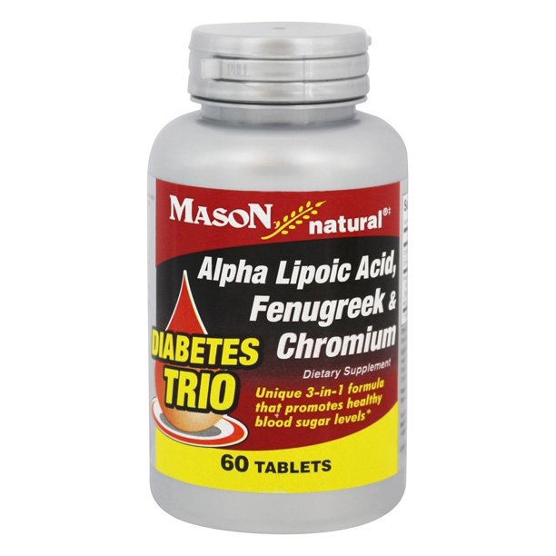 Mason natural Diabetes Trio Alpha Lipoic Acid, Fenugreek & Chromium Dietary Supplement, 60 count