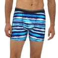 thumbnail image 2 of Picia Ice Blue Stripes Pattern Men's Athletic Long Leg Briefs , Performance Stretch Underwear，Moisture-Wicking, 2 of 7