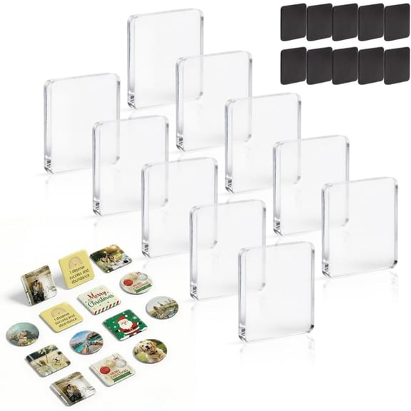 10 Pack 2x2 Clear Acrylic Diy Fridge Magnets Set With Adhesive Backing – Square Magnetic Photo Frame, Diy Photo Fridge Magnets, Handmade Craft Supplies