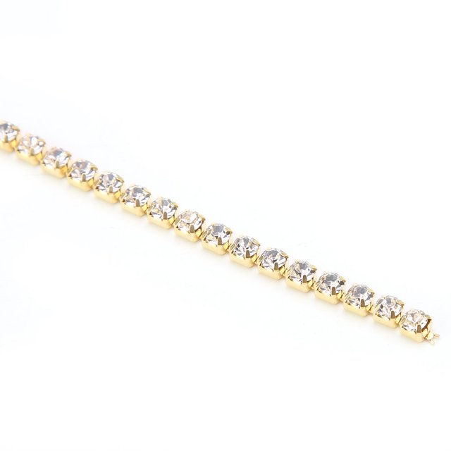 5 yarda/rollo de cristal Rhinestone cadena DIY moda SS16 cerca de la cadena de ropa de joyería de belleza artesanía para la decoración de DIY(Golden) EOTVIA NO