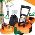 thumbnail image 2 of KFFKFF Slackline Bundle, 60 ft Length for Outdoor Fun, Simple Assembly Line for Both Kids and Adults, Includes Tree Guards, Arm Training Gear, Portable Bag, and Guide, 2 of 9