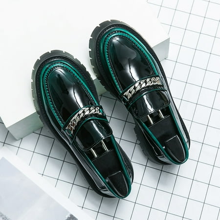 

new men‘s big toe shoes thick sole increased patent glossy casual chunky heel loafers fashion shoes for hairstylist