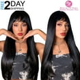 thumbnail image 4 of SUCS Women Long Straight Black Wig with Bangs, 27 Inches, 4 of 5