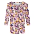 thumbnail image 5 of Easter Festive T-Shirt for Women Whimsical Bunny and Decorated Egg Pattern Crewneck Three Quarter Sleeve Casual Comfort Holiday Clothes, 5 of 5