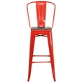 thumbnail image 6 of Flash Furniture 30" High Red Metal Barstool with Back and Wood Seat, 6 of 6
