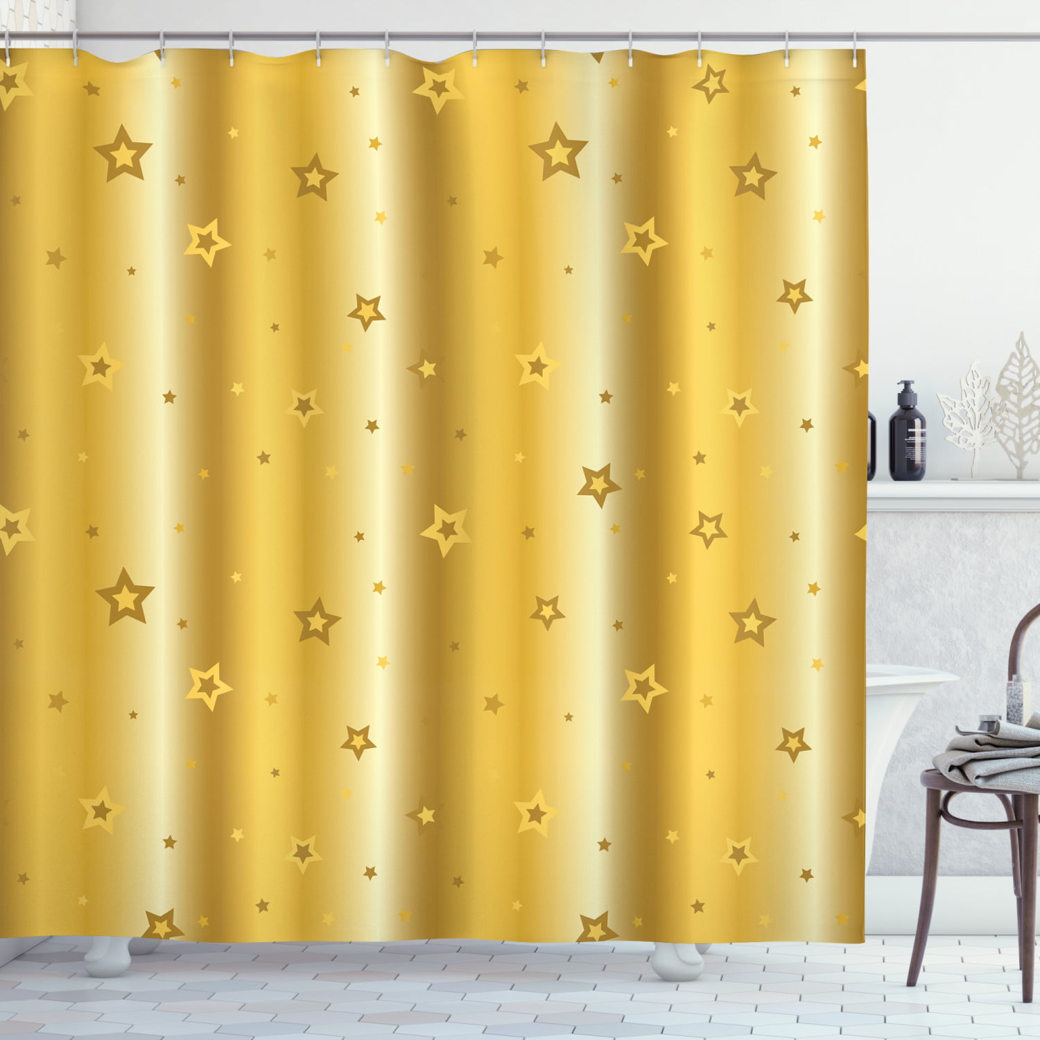 Shower Curtain Antique Gold Door Authentic Moroccan Decor 84 Inches Extra Long 