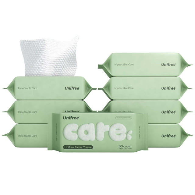 Toallitas desmaquillantes Facial Tissue Unifree Dry Wipes, paquete de 8 unidades, 480