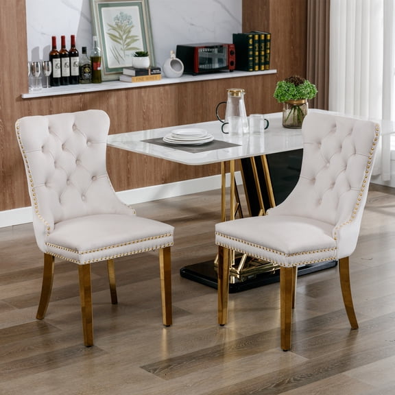 Nailhead Trim Accent Chair Chromed Metal Legs High Rebound Sponge for Living Room Dining Room Bedroom