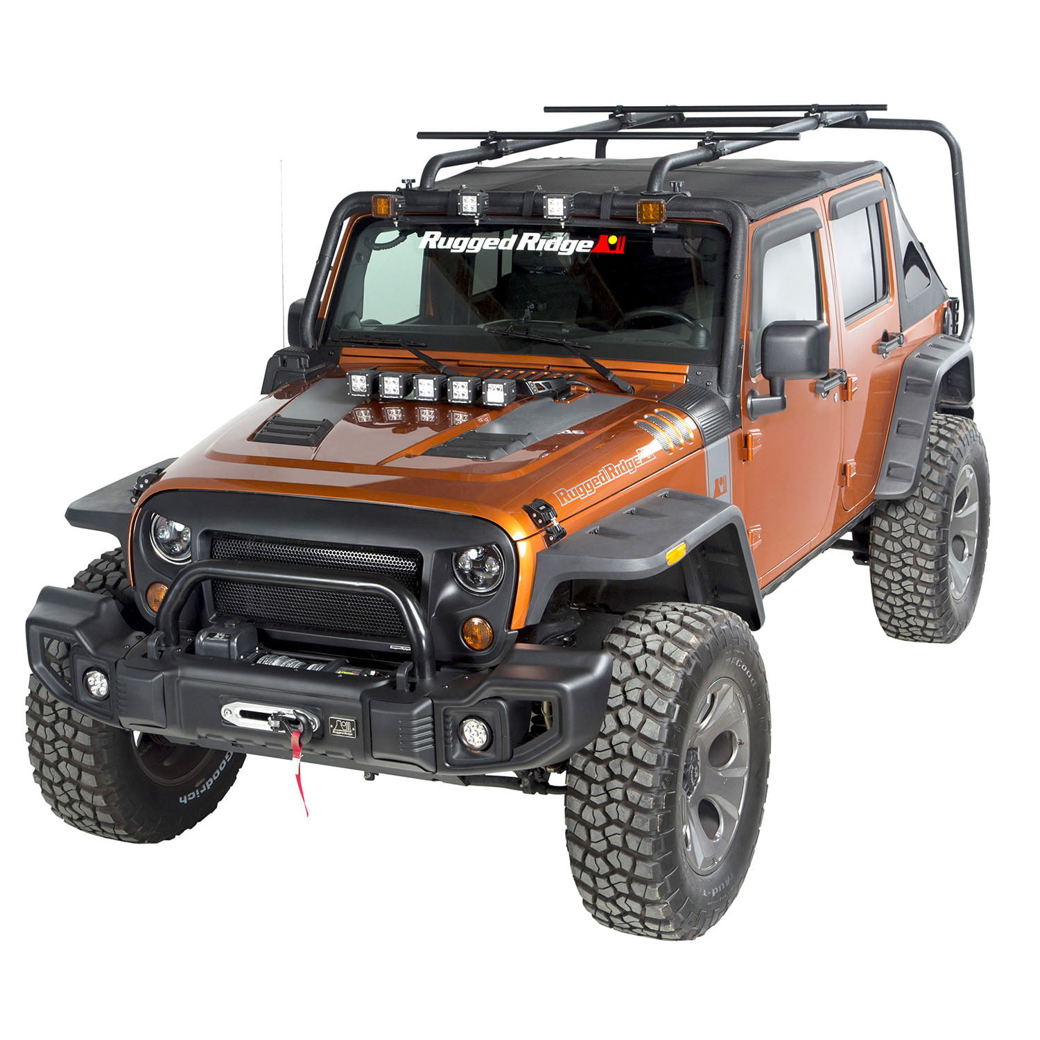 Rugged Ridge  Roof Rack Sherpa Direct Fit With 56-1/2 Inch Cross  Bars; 300 Pound Load Capacity; Tilts For Access To Sunrider Soft Top/  Freedom Hard Top; Powder Coated; Black; Steel | Walmart Canada