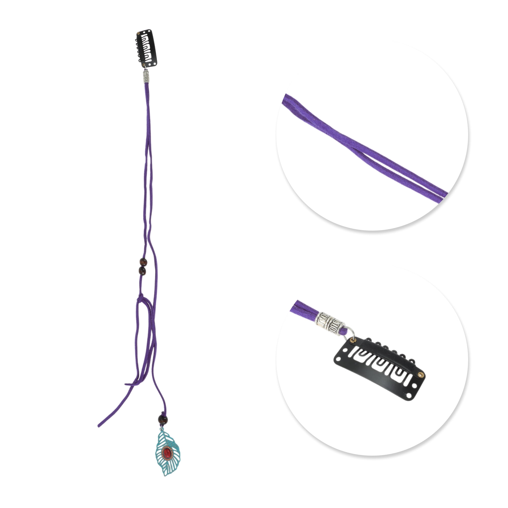 Unique Bargains Elegant Leaf Braided Hair Chain 1Pc Stylish Accessory Dark Purple 11.81"