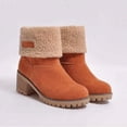 thumbnail image 3 of Winter Boots for Women Suede Boots Fur Lined Snow Boots Block Heel Booties Fleece Warm Mid-Calf Ankle Boot, 3 of 4