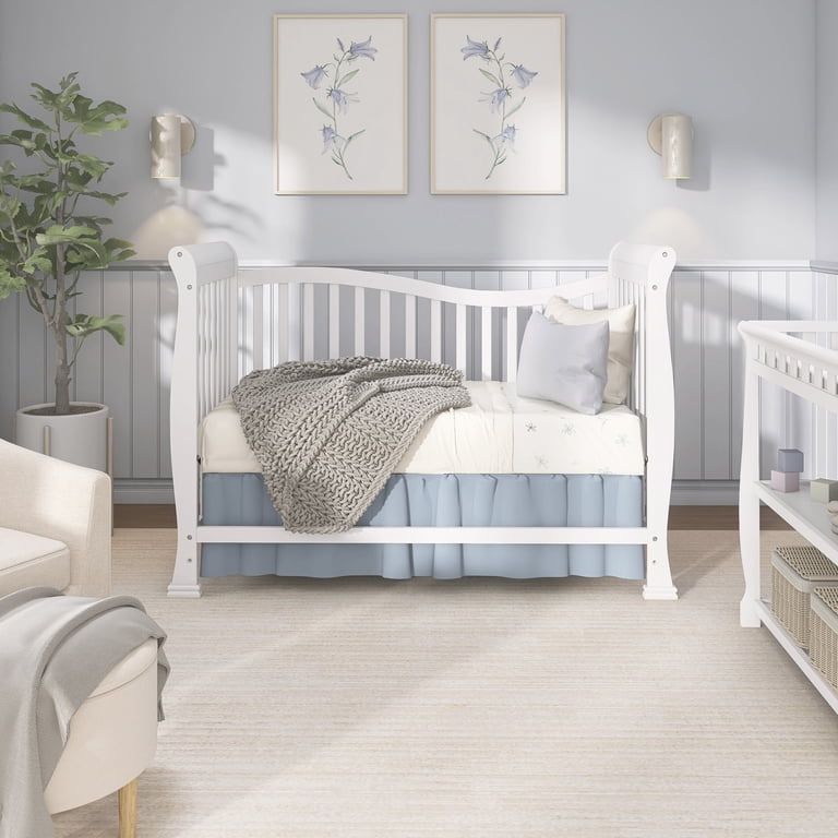 Dream On Me Violet 7-in-1 Convertible Wood Transition Bed - White