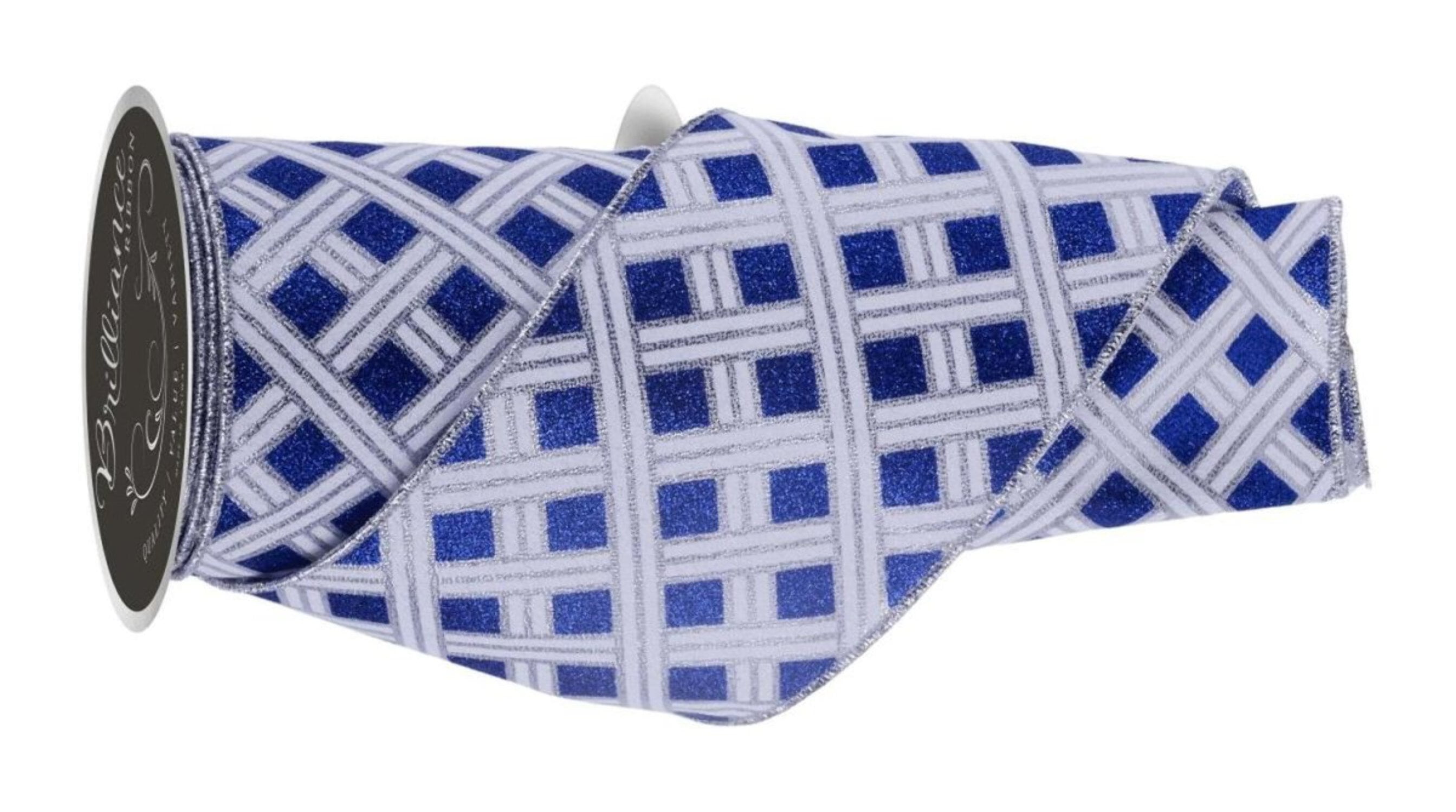 4in Woven Stripes Ribbon: Royal Blue (10 Yards)