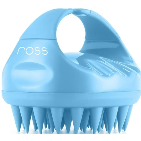 Ross Hair Scalp Manual Massager Shampoo Hair Brush with Soft Silicone Bristles for Anti Dandruff Exfoliating Care Blue