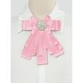 thumbnail image 2 of INSPIRE CHIC Broche de cinta preatado para mujeres con lazo de fiesta y cuentas en rosa claro, 2 of 5