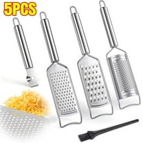 Stainless Steel Cheese Grater Set, Set of 5 Kitchen Grater & Peeler & Slicer, Lemon Zester with Cleaning Brush