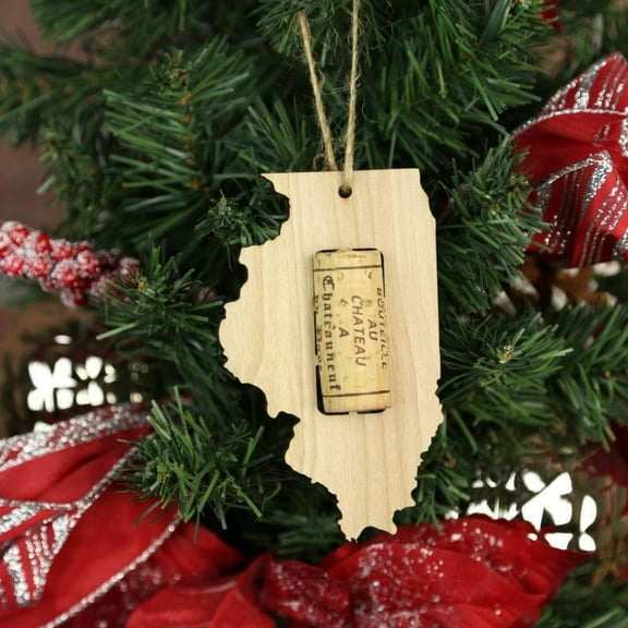 Torched Illinois Wine Cork Holder Ornaments Christmas Tree Hanging Cork