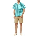thumbnail image 2 of MODA NOVA Big & Tall Men's Striped Printed Plaid Shirt Short Sleeve Green White 2XLT, 2 of 5