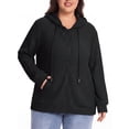 thumbnail image 3 of Cueply Plus Size Zip Up Hoodie for Women Lightweight Ribbed Knit Jacket Long Sleeve Sweatshirt with Pockets Casual Fall Winter Outerwear, 3 of 8