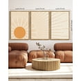 thumbnail image 4 of SHENIFY large 24x36in3pcs Natural Framed Boho Sun Wall Art Minimalist Bohemain Wall Printing Sun Lines Warm Prints Decor, 4 of 5