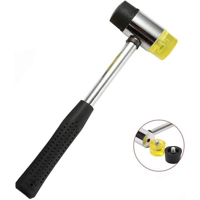 Martillo de goma, mazo de goma suave, martillo reemplazable de doble cabeza de nailon con mango de goma antideslizante para joyería artesanal