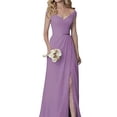 thumbnail image 2 of Vestido de noche de gasa sin mangas con cuello redondo, vestido de dama de honor de cintura delgada, vestido de Temperamnet sólido, vestido de fiesta de graduación, 2 of 5