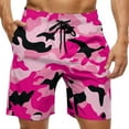 thumbnail image 2 of N/A Men's Skull Print Quick Dry Swim Trunks with Board Beach Shorts Camouflage Camo Pink, 2 of 7