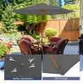 thumbnail image 4 of Gymax 10FT Wooden Market Table Umbrella Pulley Sunshade Canopy w/8 Bamboo Ribs Gray, 4 of 9