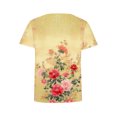 thumbnail image 4 of KeFaWanJu Summer Savings! Round Neck T Shirts for Women Plus Size Short Sleeve Tshirts Clearance Under $5 Floral Tee Shirts,Yellow D Sizes L, 4 of 5