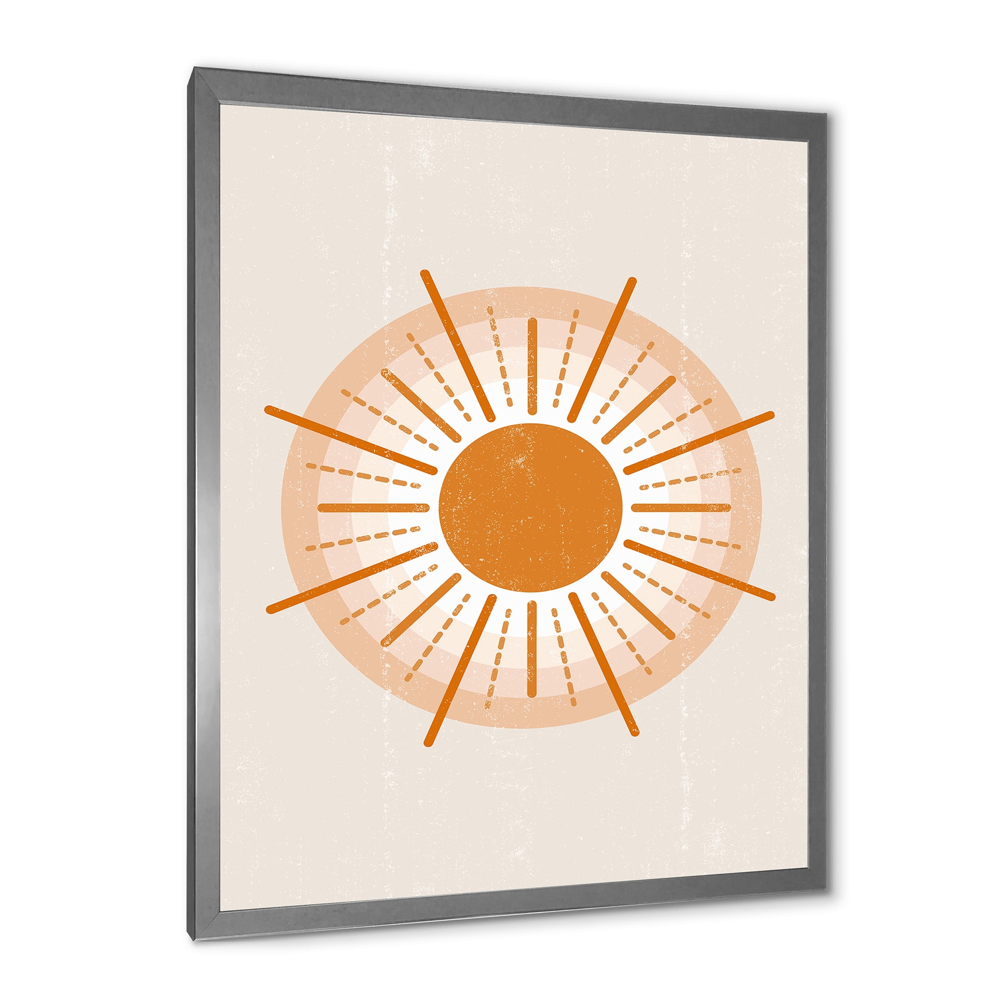 Designart 'Orange Radiant Sun II' Modern Framed Art Print