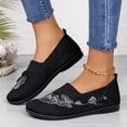 thumbnail image 2 of Women's Orthopedic Loafers Shoes Lightweight Knit Butterfly Embroidered Slip on Comfortable Walking Shoes with Arch Support Black Size 7.5, 2 of 5